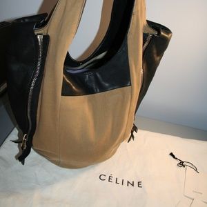 Genuine Celine Canvas + Leather Hobo